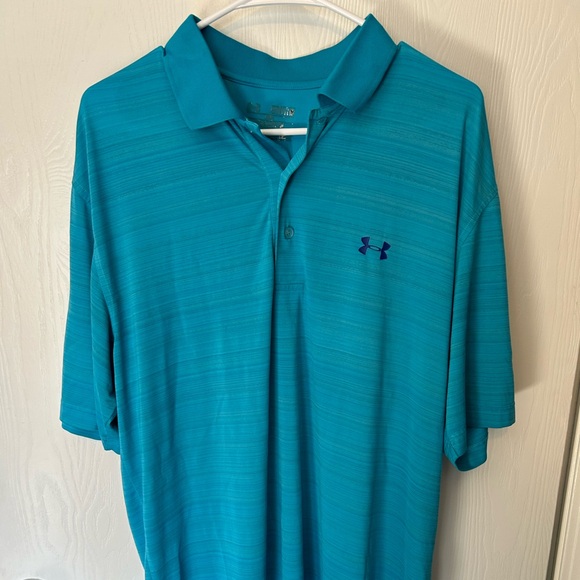 Men’s Under Armour Short Sleeve Polo - Blue Size Medium - Picture 2 of 7